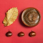 Chestnut cream on a red background