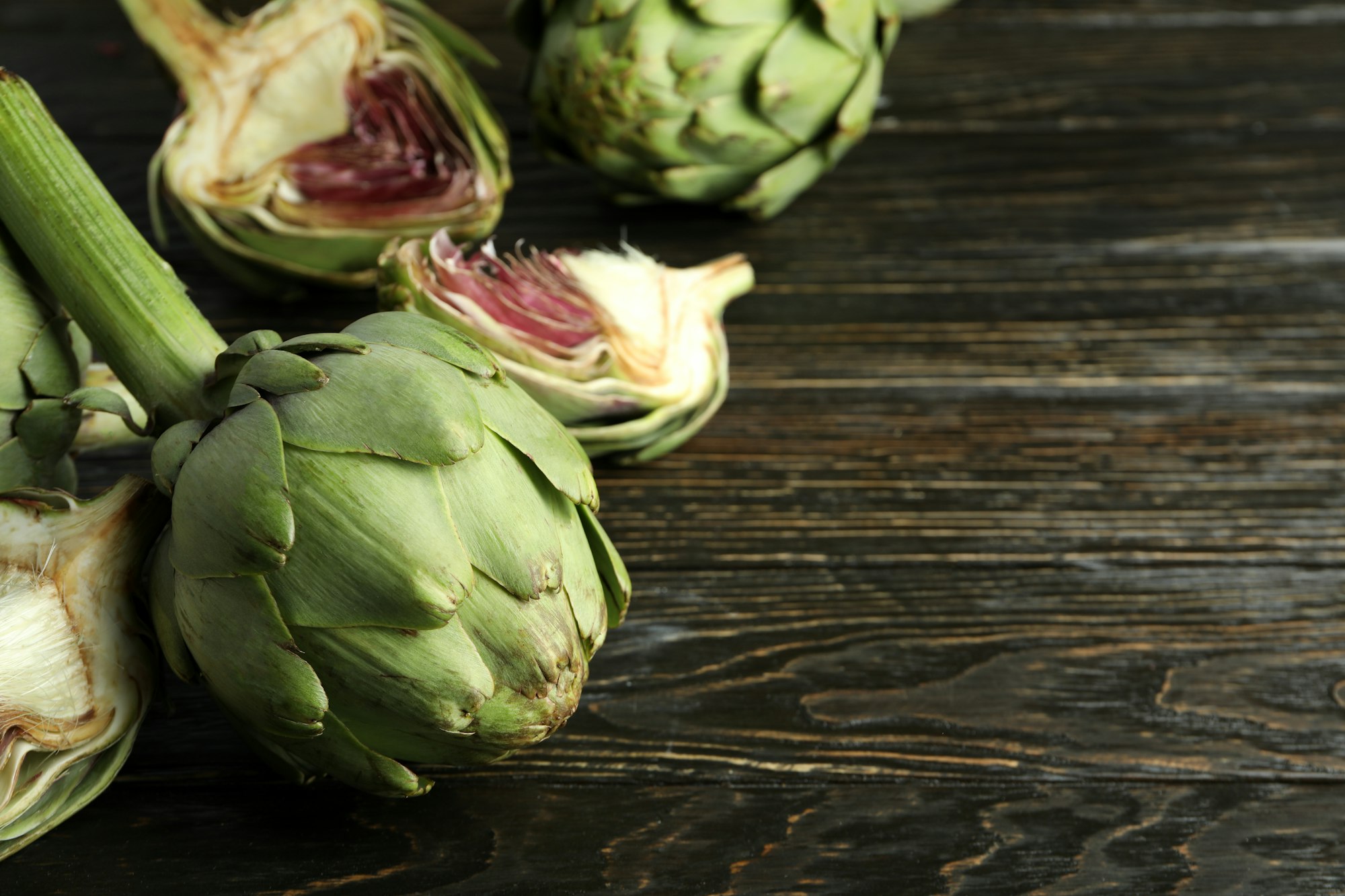 Concept of healthy food with artichoke, space for text