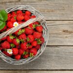 Ripe strawberries in basket