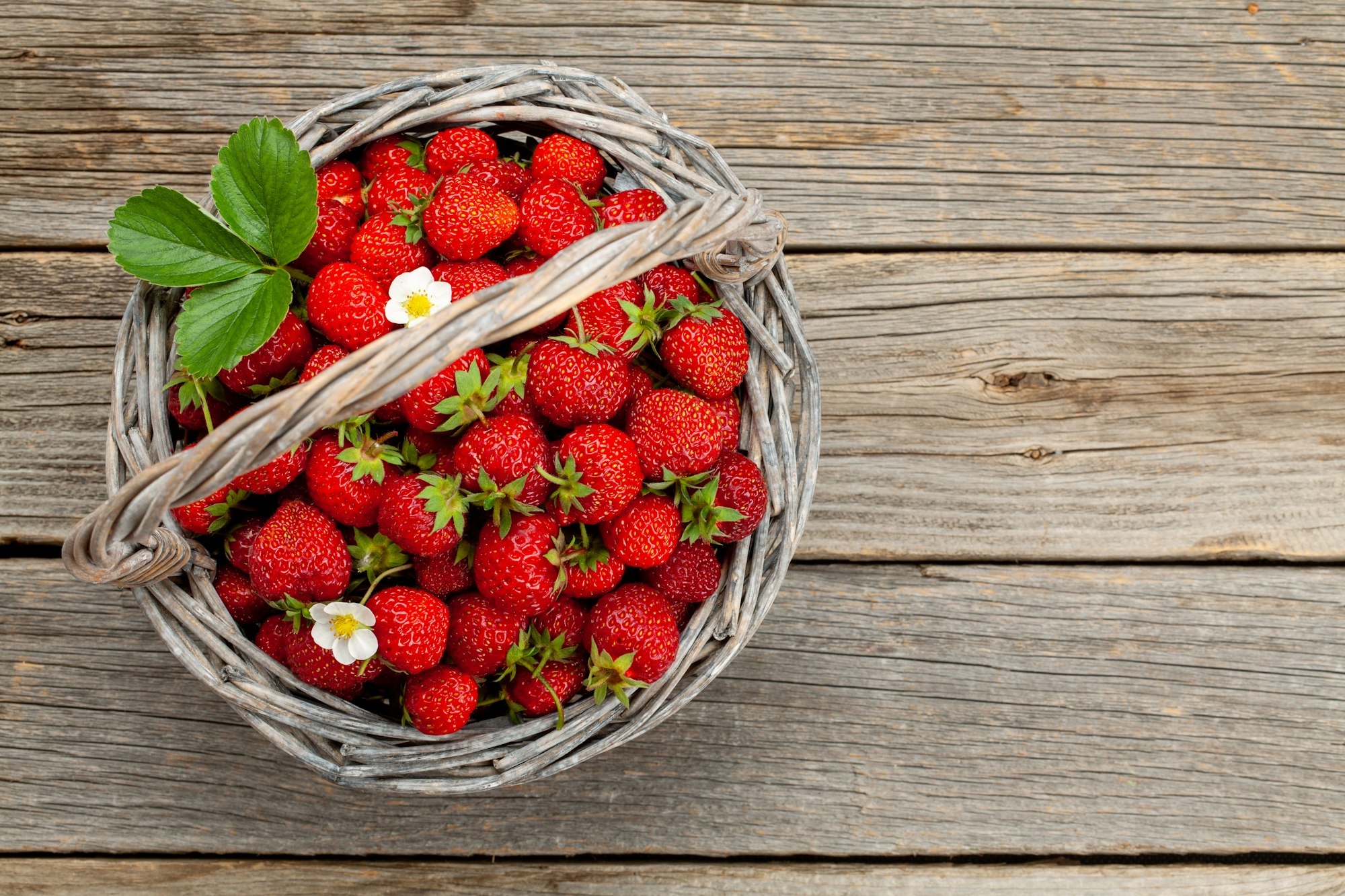 Ripe strawberries in basket